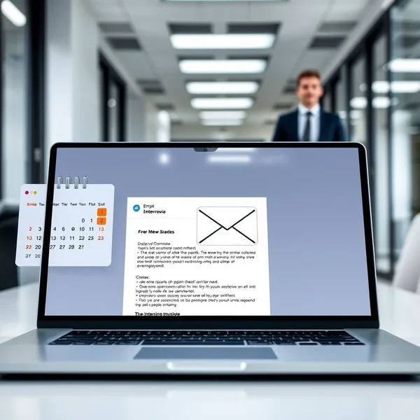 An image showing a calendar and an email icon, symbolizing an Exit Interview Scheduling Email