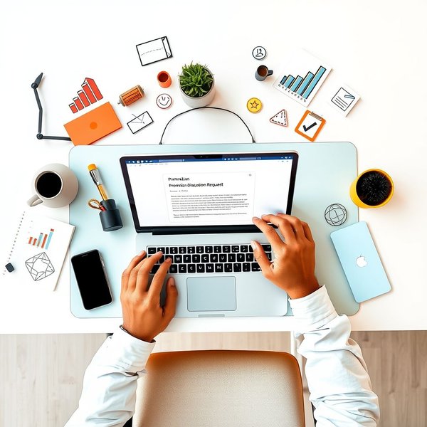 Image showing a person writing a Promotion Discussion Request Email