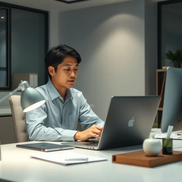A person carefully writing a Workplace Grievance Report Email on a laptop