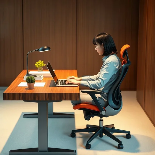 An office worker using an ergonomic chair, illustrating the purpose of an Ergonomic Assessment Request Email