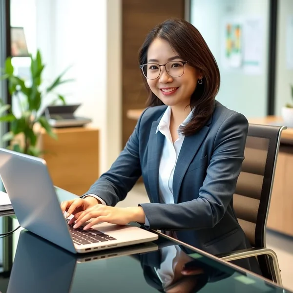 노트북에서 Company Committee Volunteer Email을 작성하는 사람