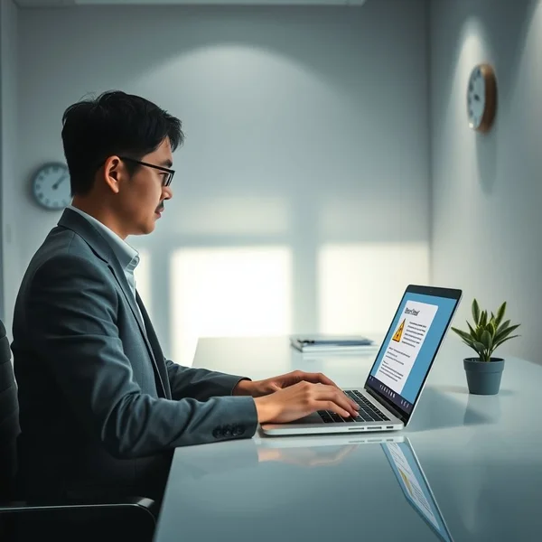 Image of a person writing an Unsafe Condition Report Email on a computer