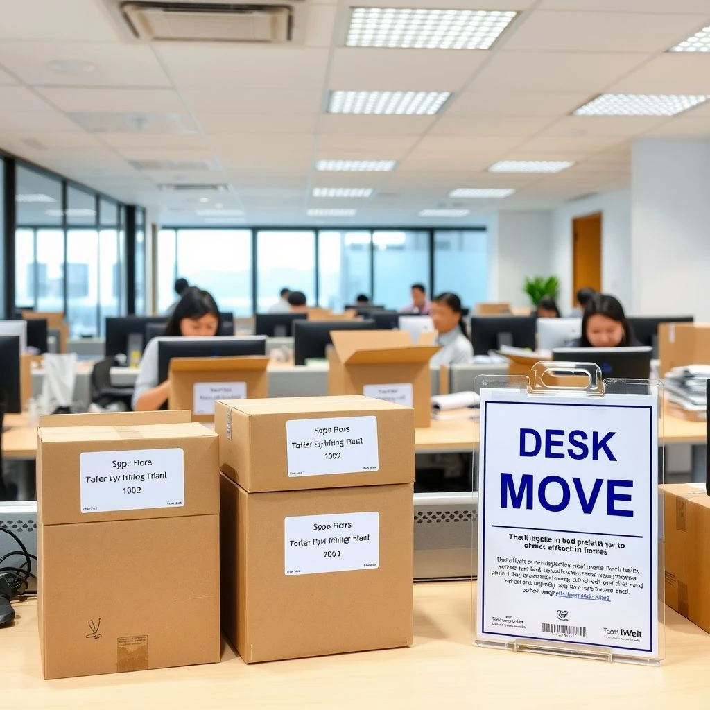 Desk Move Notification วิธีเขียนอีเมลแจ้งย้ายโต๊ะทำงาน โครงสร้าง คำศัพท์ ตัวอย่าง สรุป