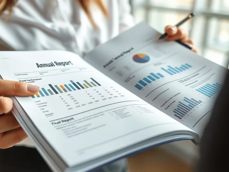 Eine Fachkraft analysiert ein Finanzdiagramm in einem Annual Report