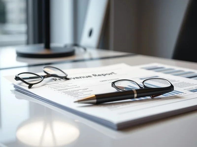 A professional Revenue Report on a desk