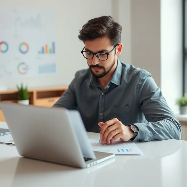 A professional creating a Quarterly Report on their laptop