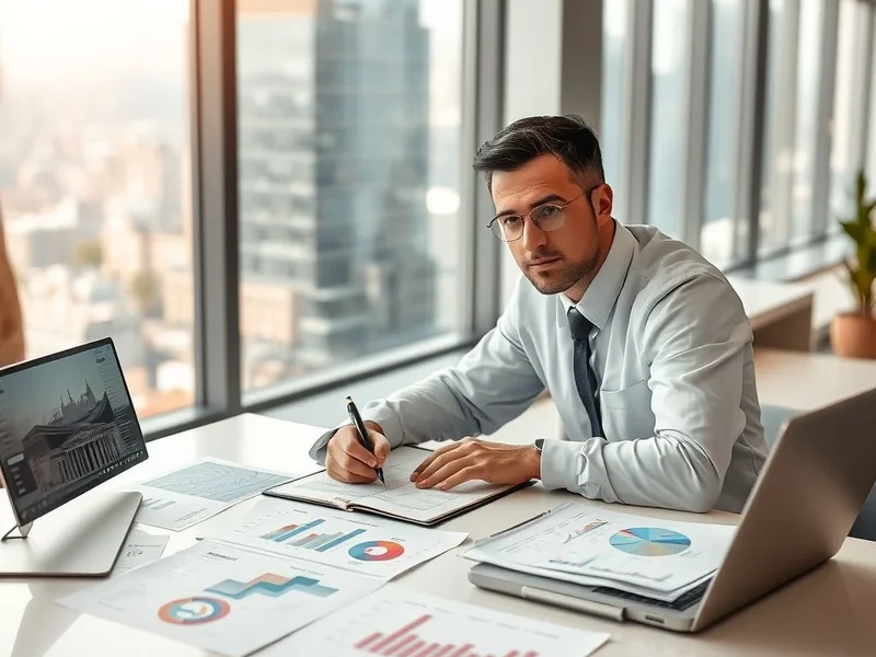 Человек пишет Business Report за письменным столом