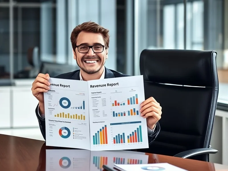 A professional Revenue Report on a desk