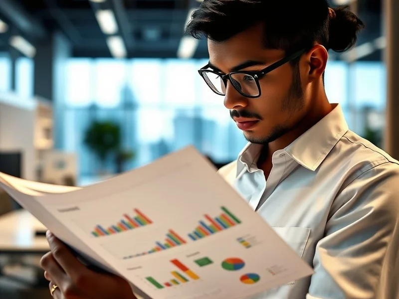 Un professionista che analizza un grafico finanziario in un Annual Report