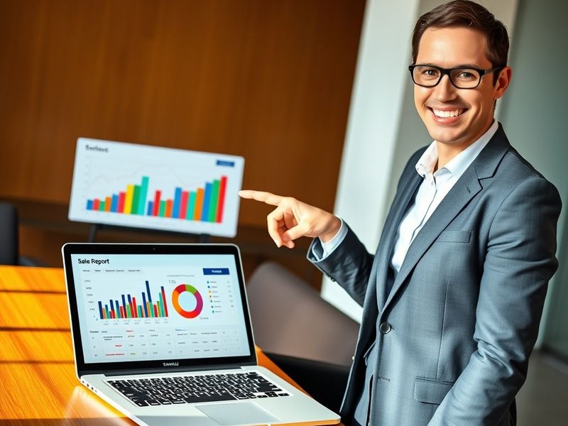 在电脑屏幕上的一份有效销售报告