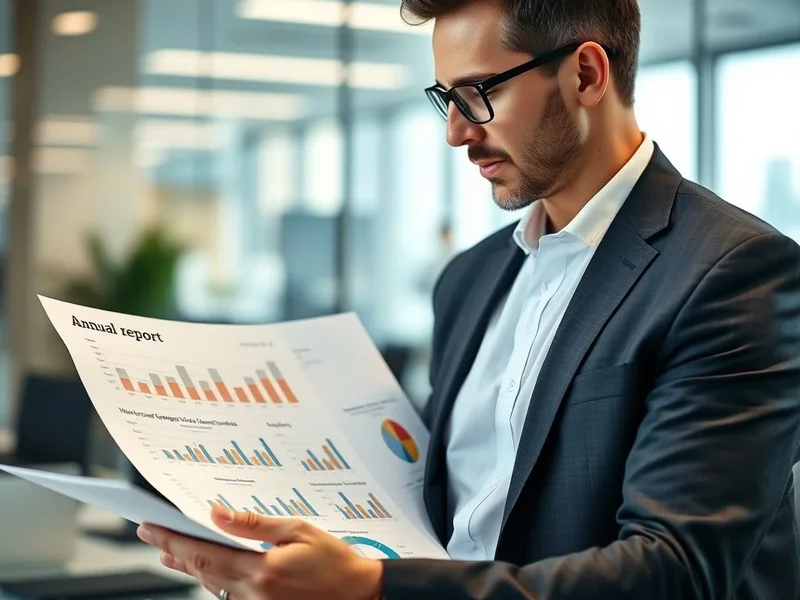一位专业人士在分析Annual Report中的财务图表