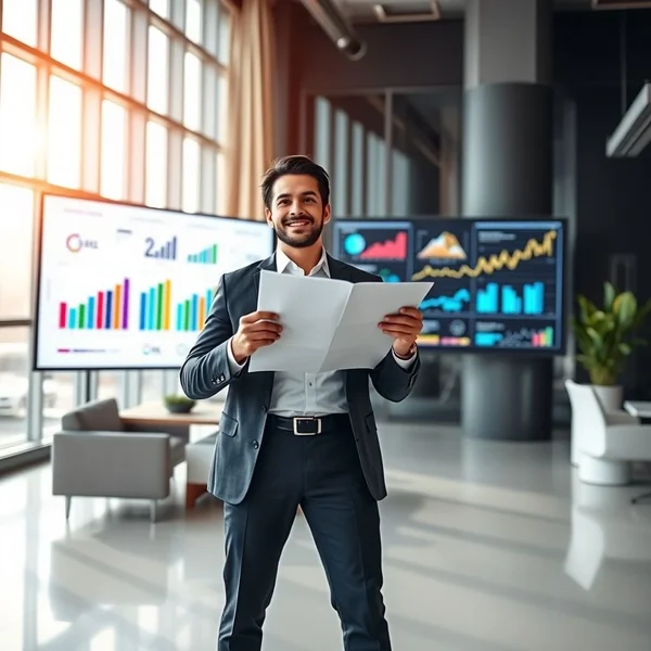 A person writing a Business Report at a desk