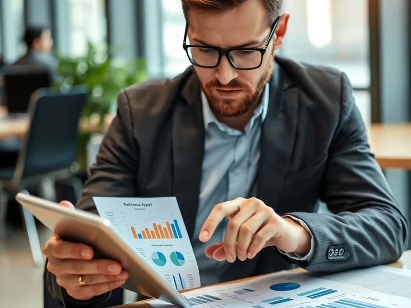 Un professionista che analizza un Performance Report su un tablet