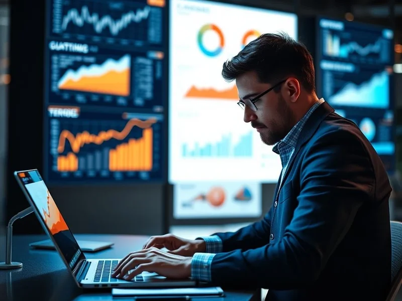 Un profesional creando un Quarterly Report en su laptop