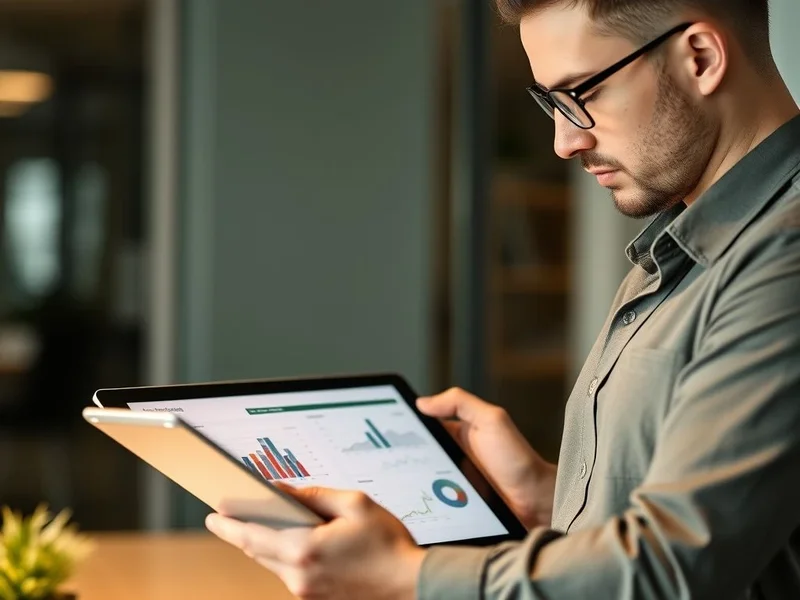 A professional reviewing a Performance Report on a tablet