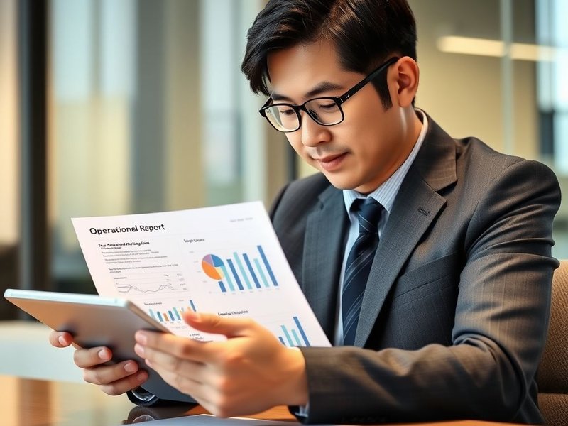 A professional writing an Operational Report on a laptop