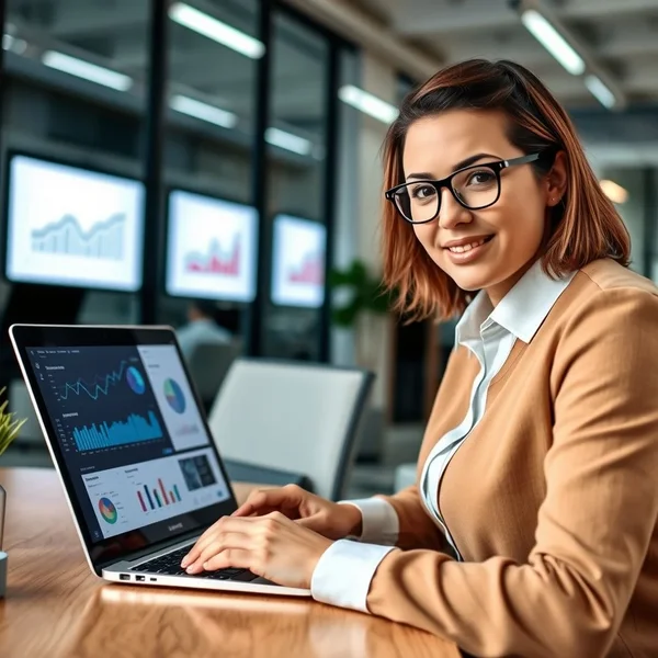 A professional creating a Quarterly Report on their laptop