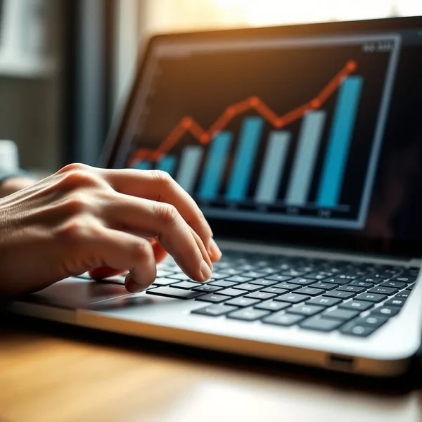 A professional creating a Quarterly Report on their laptop