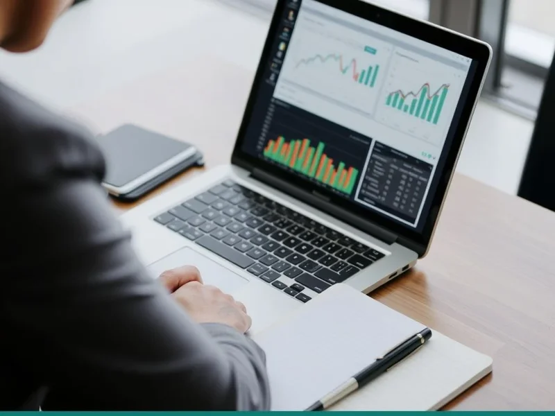 一位专业人士正在笔记本电脑上编写 Quarterly Report