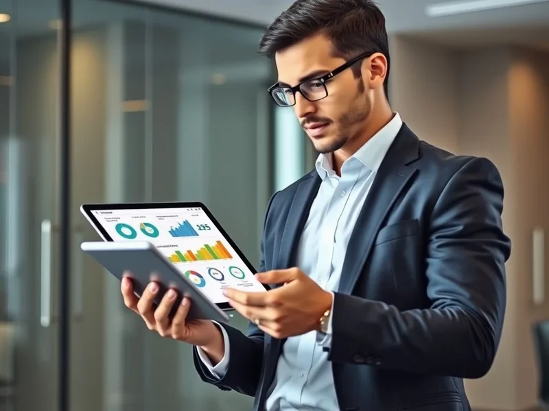 一位专业人士正在平板电脑上审阅 Performance Report