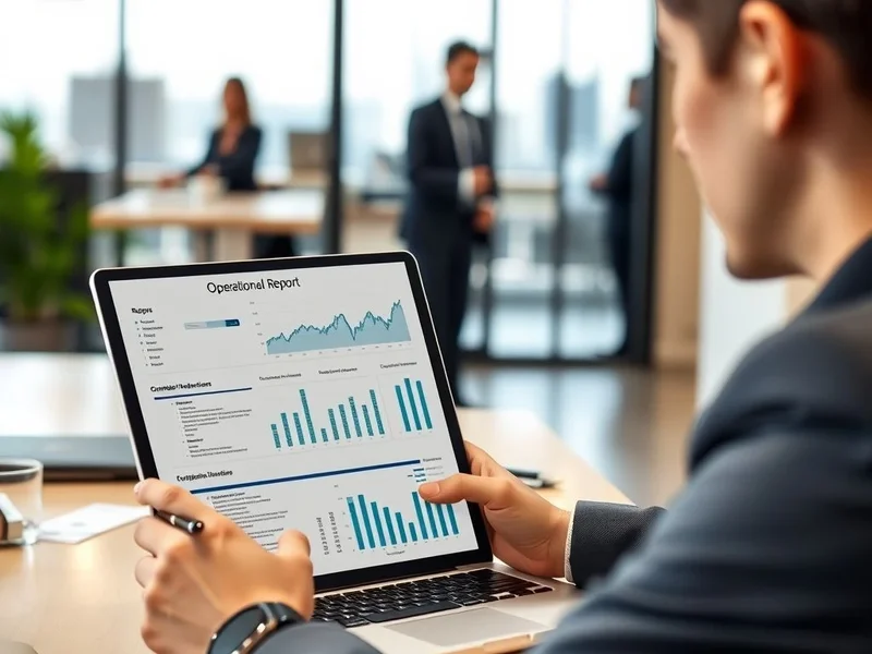 Eine Fachkraft schreibt einen Operational Report an einem Laptop