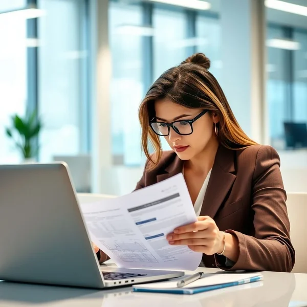 A professional writing an Operational Report on a laptop