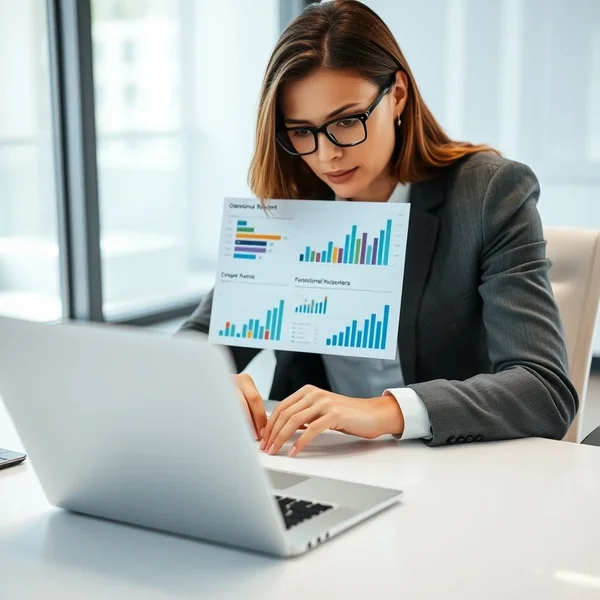 A professional writing an Operational Report on a laptop