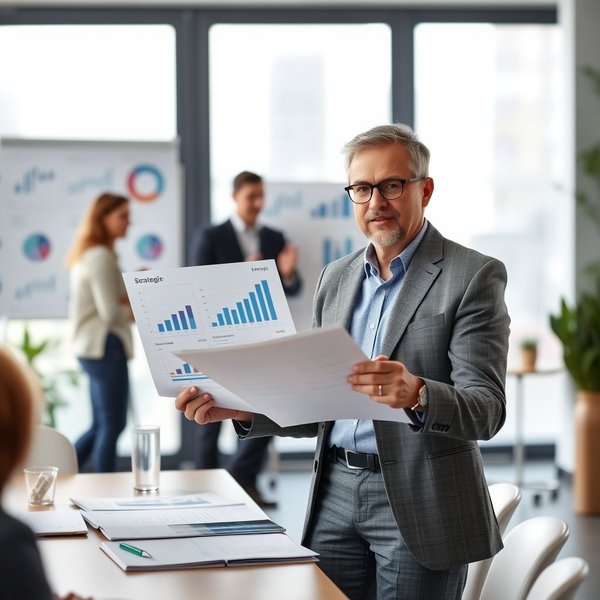 Một chuyên gia trình bày Strategic Report trong một cuộc họp