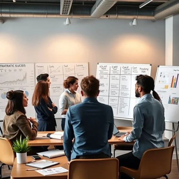 Un professionista che presenta uno Strategic Report in una riunione