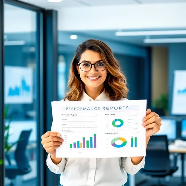 Un professionnel consultant un Performance Report sur une tablette