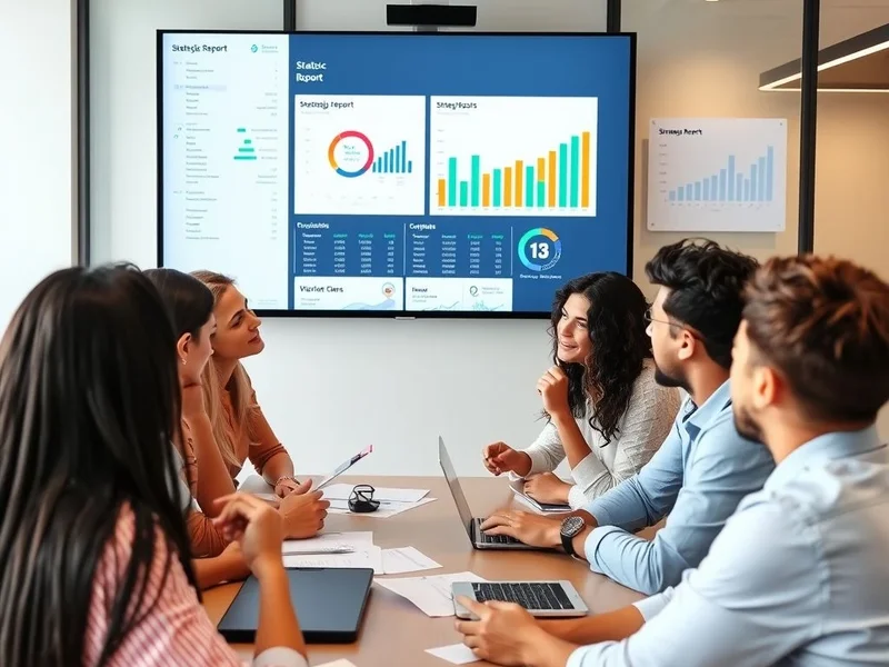 Bir toplantıda Strategic Report sunan bir profesyonel