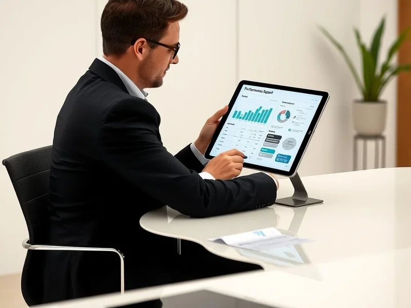 Bir profesyonel bir tablette Performance Report inceliyor