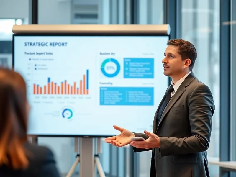 Ein Profi präsentiert in einer Besprechung einen Strategic Report
