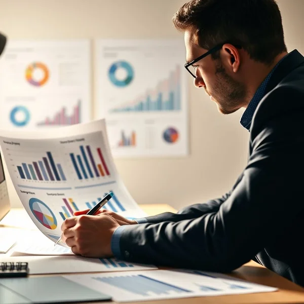 A professional presenting a Strategic Report in a meeting