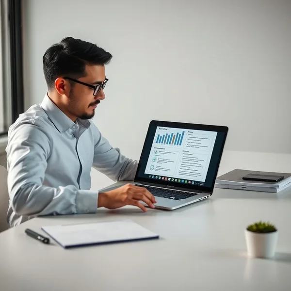 A professional reviewing a Performance Report on a tablet