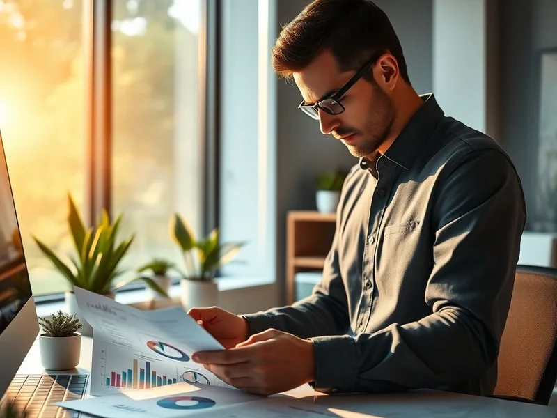 A professional analyzing charts for a Business Risk Report