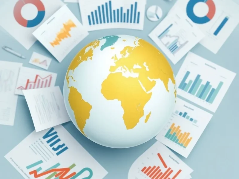 Bir Market Expansion Report'u simgeleyen, grafikler ve diyagramlarla çevrili bir küre görseli