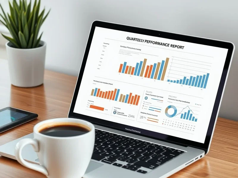 Một hình ảnh minh họa Quarterly Performance Report chuyên nghiệp trên bàn làm việc