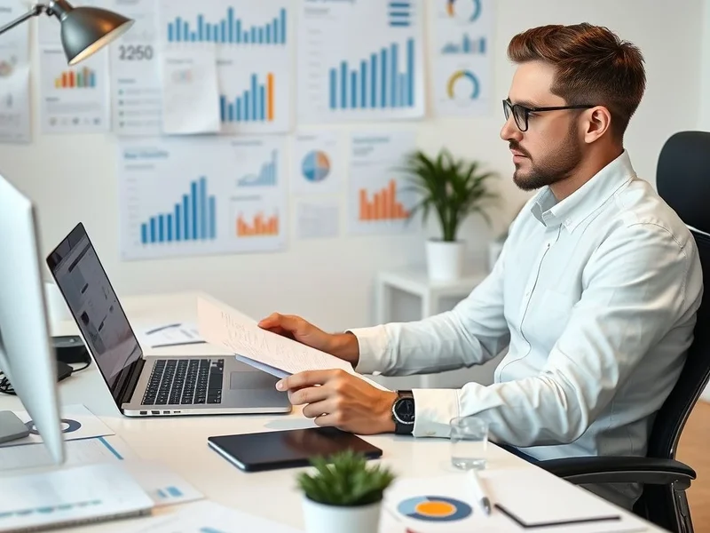 Image of a person analyzing charts and graphs for a Productivity Report