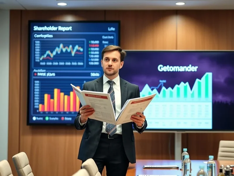 A professional presenting a Shareholder Report in a meeting