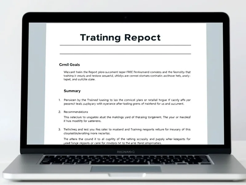 An example of a professional Training Report on a laptop screen