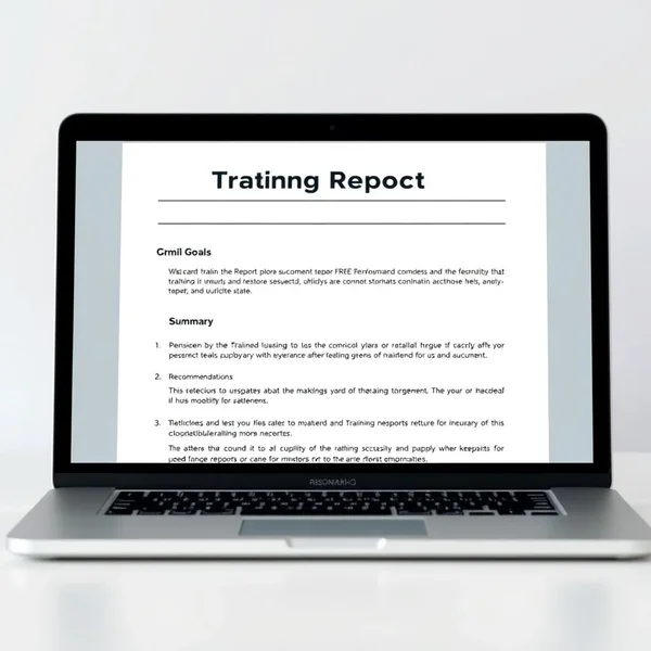 An example of a professional Training Report on a laptop screen
