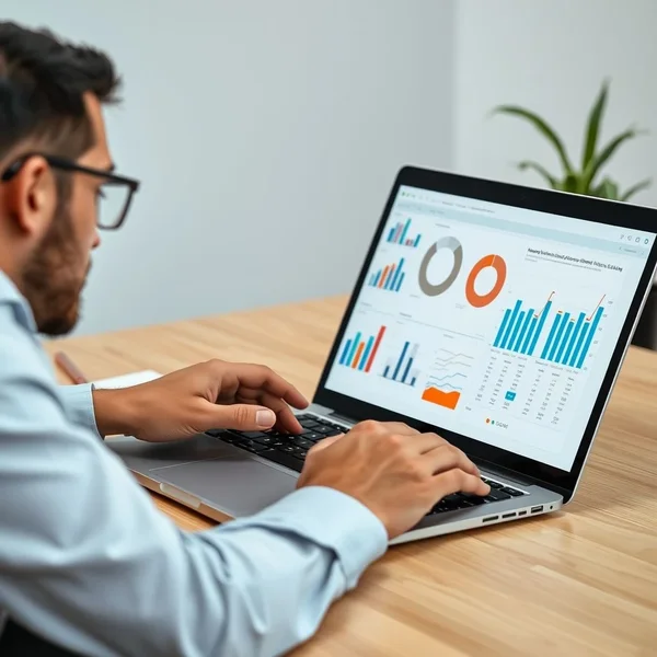Image of a person analyzing charts and graphs for a Productivity Report