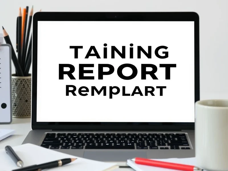 Contoh Training Report profesional di layar laptop