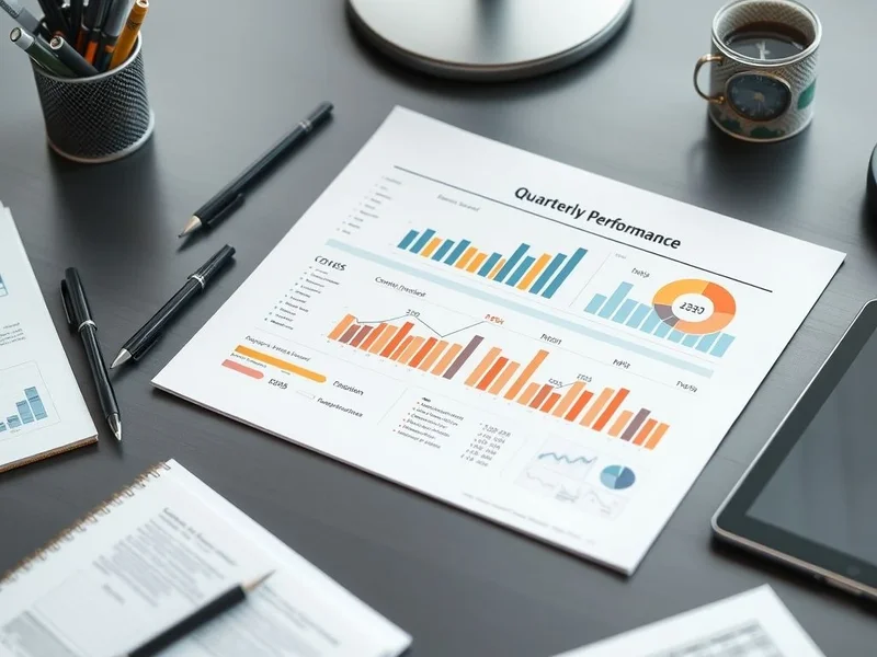 Un'immagine che mostra un Quarterly Performance Report professionale su una scrivania