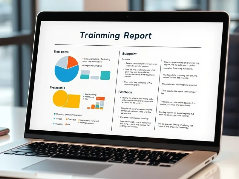 An example of a professional Training Report on a laptop screen