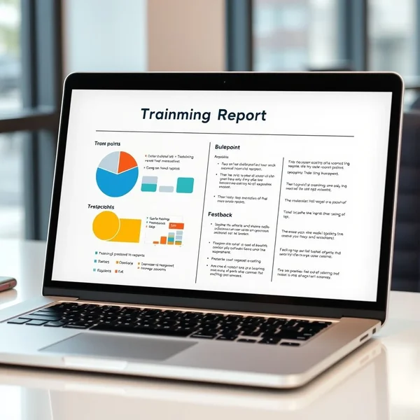 An example of a professional Training Report on a laptop screen