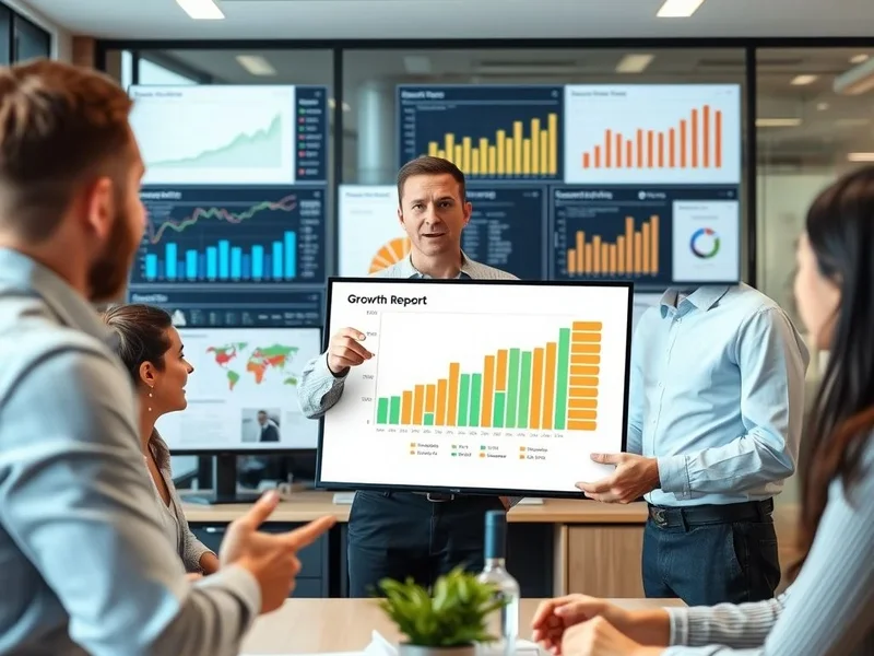 Un analista che presenta un grafico di Growth Report
