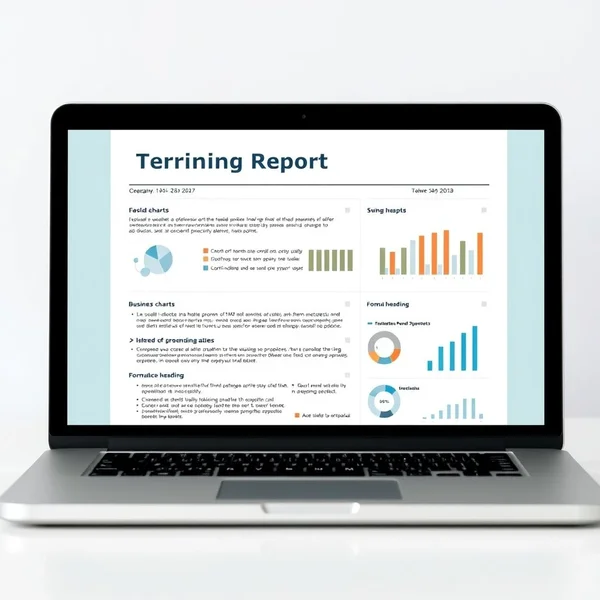 Exemple de Training Report professionnel affiché sur l’écran d’un ordinateur portable