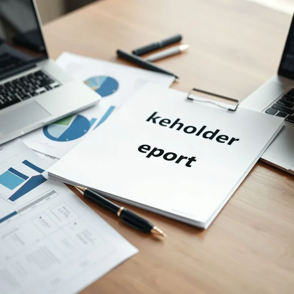 Un graphique et un stylo illustrant les éléments clés d’un Stakeholder Report